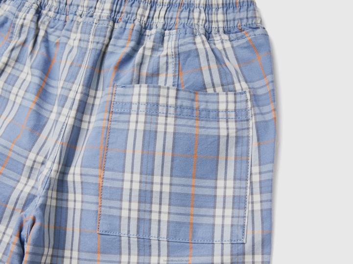 shorts de cuadros en 100% algodón NHBF1951 fuerza aérea azul niños Benetton