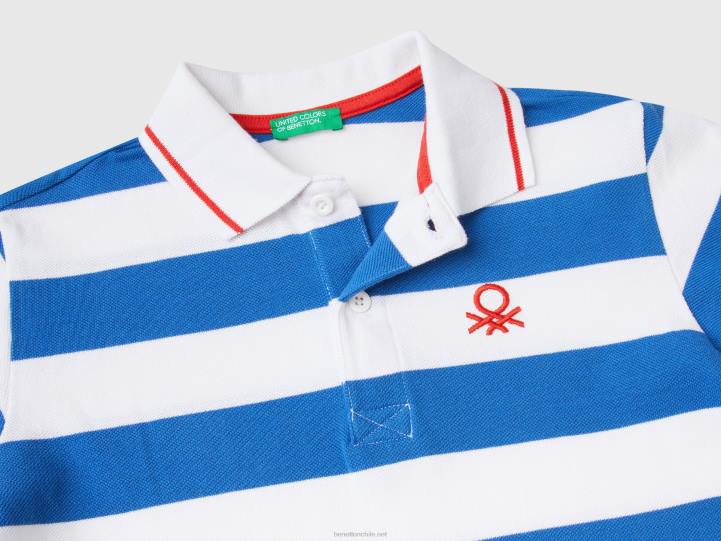 polo de manga corta con rayas NHBF1887 fuerza aérea azul niños Benetton