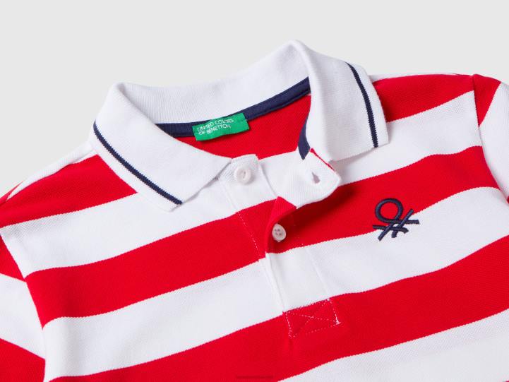 polo de manga corta con rayas NHBF4893 rojo niños Benetton