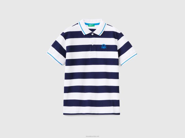 polo de manga corta con rayas NHBF4910 azul niños Benetton