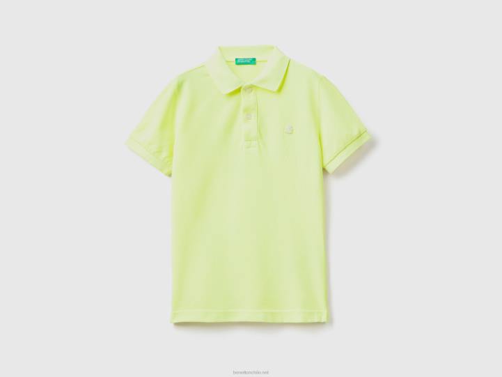 polo neón de algodón orgánico NHBF4898 Amarillo neon niños Benetton