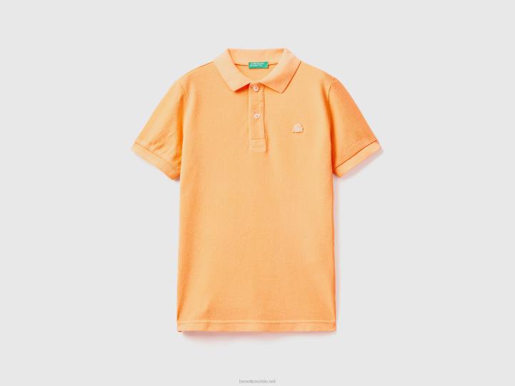 polo neón de algodón orgánico NHBF4905 naranja neón niños Benetton