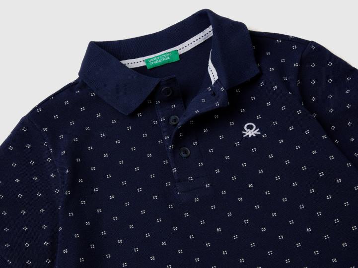 polo slim fit con microestampado NHBF4912 azul niños Benetton