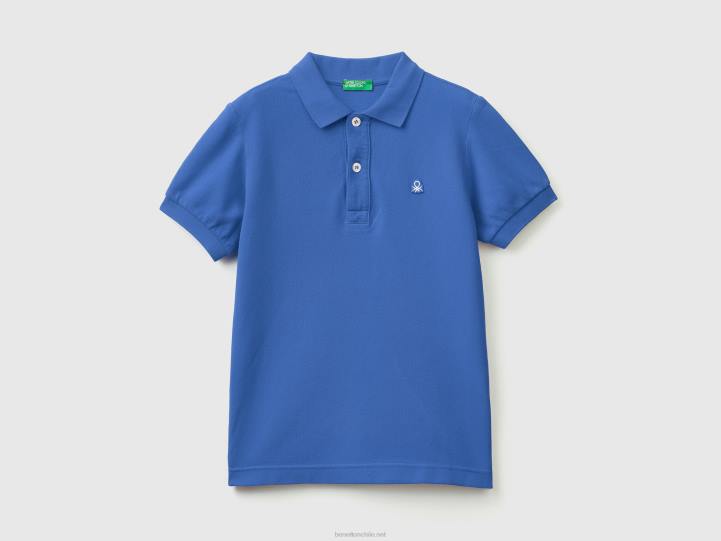 polo slim fit en 100% algodón orgánico NHBF1879 azul brillante niños Benetton