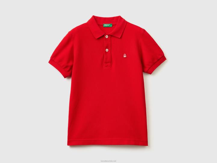 polo slim fit en 100% algodón orgánico NHBF1881 rojo niños Benetton