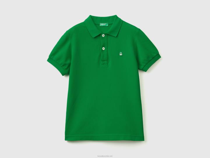 polo slim fit en 100% algodón orgánico NHBF1892 verde niños Benetton