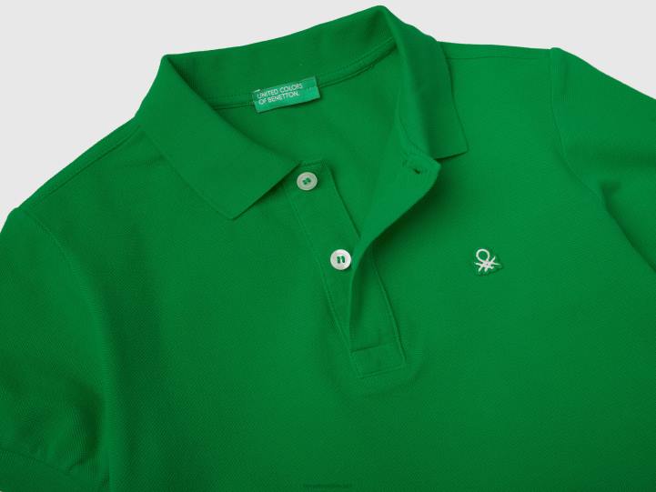 polo slim fit en 100% algodón orgánico NHBF1892 verde niños Benetton