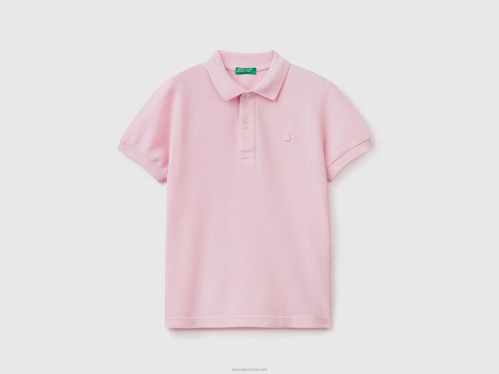polo slim fit en 100% algodón orgánico NHBF1893 rosa niños Benetton