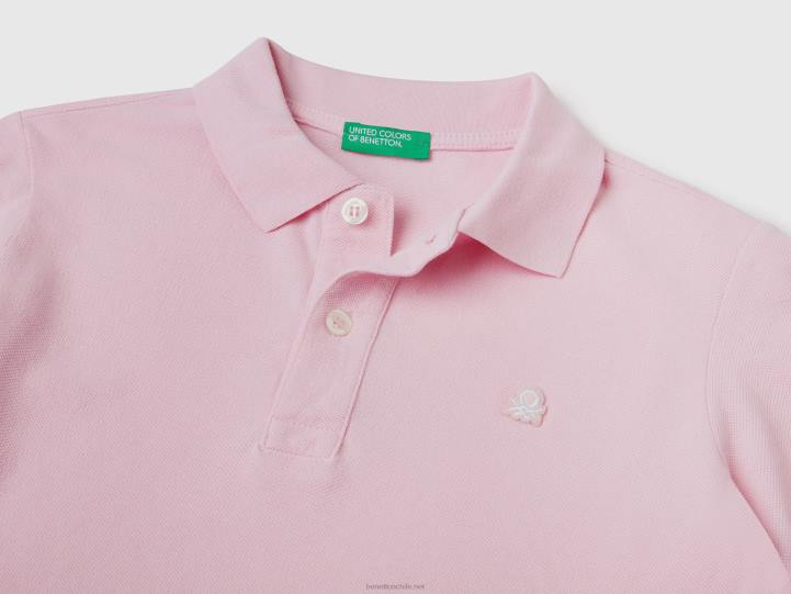 polo slim fit en 100% algodón orgánico NHBF1893 rosa niños Benetton