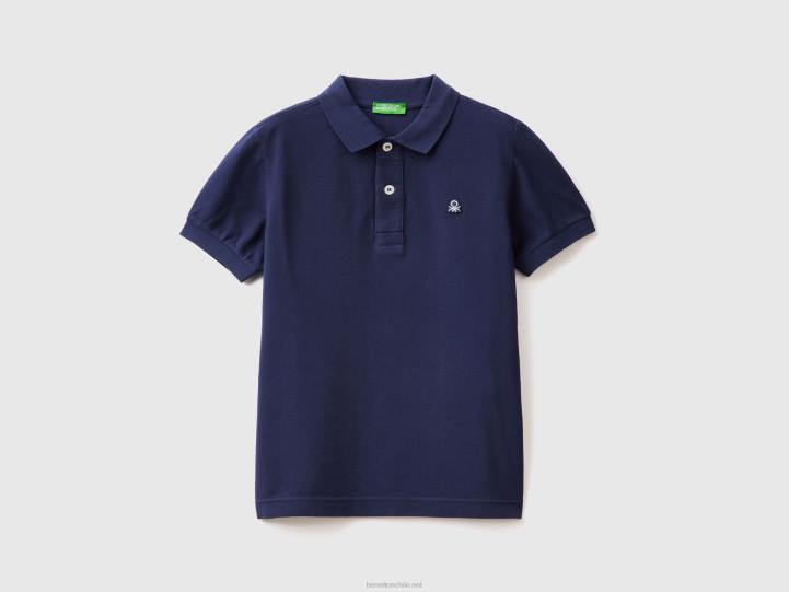 polo slim fit en 100% algodón orgánico NHBF4892 azul oscuro niños Benetton