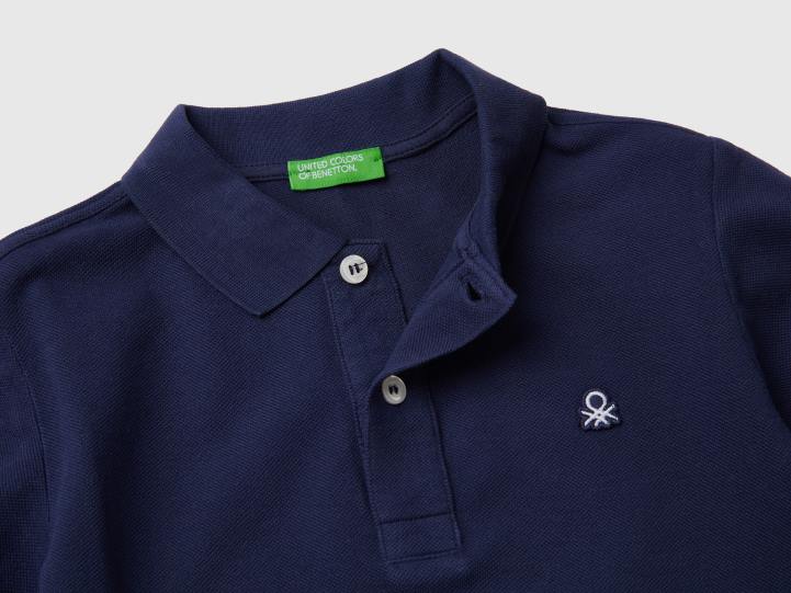 polo slim fit en 100% algodón orgánico NHBF4892 azul oscuro niños Benetton