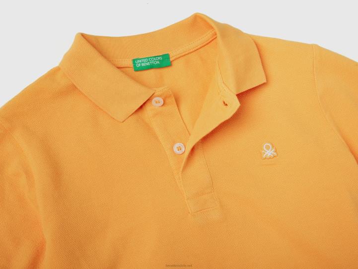 polo slim fit en 100% algodón orgánico NHBF4908 amarillo niños Benetton
