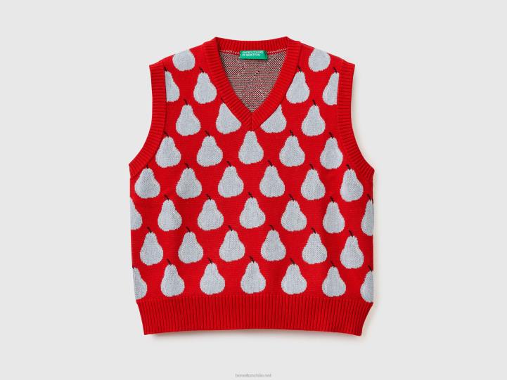 chaleco rojo con estampado de peras NHBF6065 rojo niños Benetton