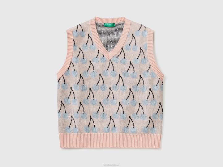 chaleco rosa con estampado de cerezas NHBF6047 rosa niños Benetton