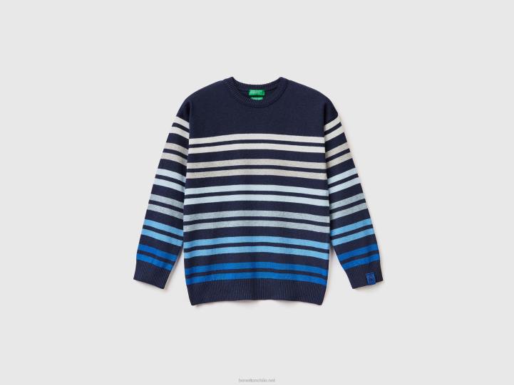 suéter a rayas NHBF6045 azul niños Benetton
