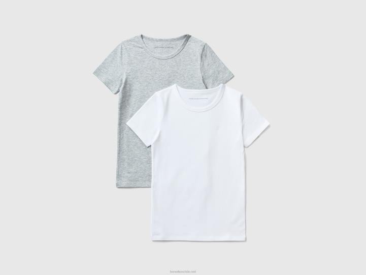 dos camisetas de algodón elástico NHBF2403 gris claro niños Benetton