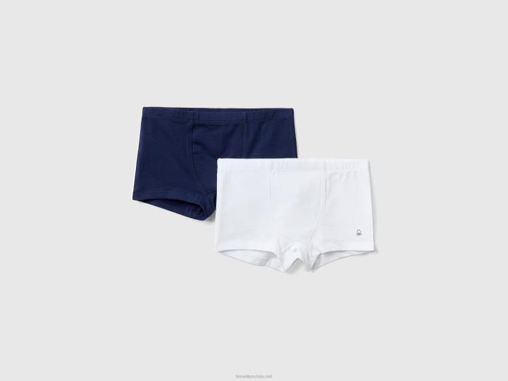dos pares de boxers en algodón elástico NHBF2402 azul oscuro niños Benetton