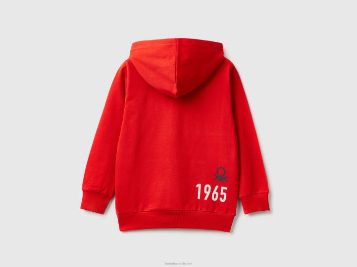 Sudadera con capucha 100% algodón NHBF1833 rojo niños Benetton