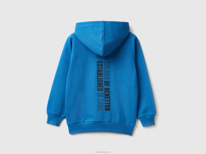 Sudadera con capucha 100% algodón NHBF1845 azul brillante niños Benetton