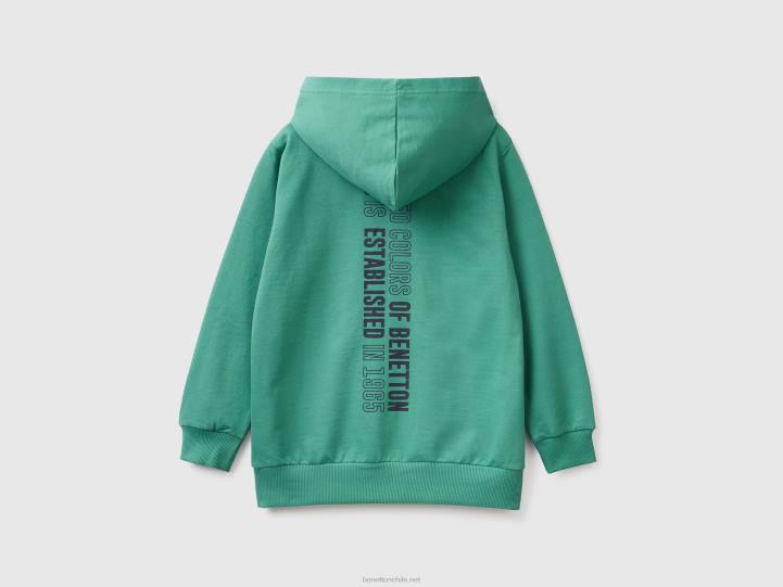Sudadera con capucha 100% algodón NHBF4844 verde oscuro niños Benetton