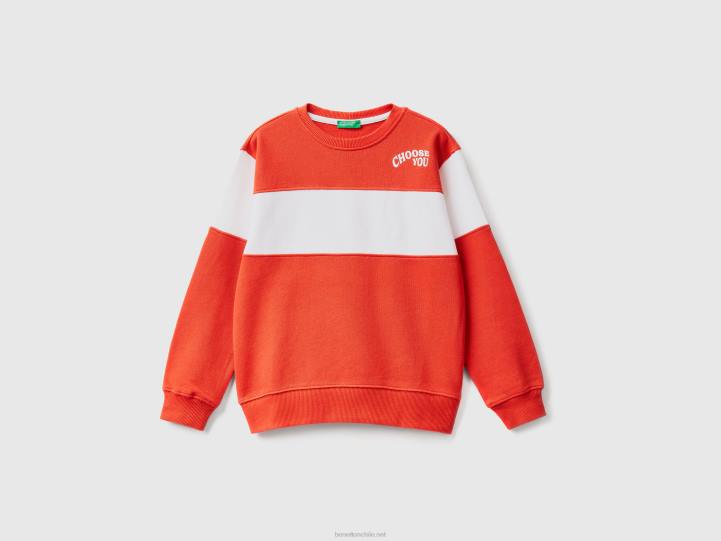 sudadera color block con estampado NHBF4837 rojo niños Benetton