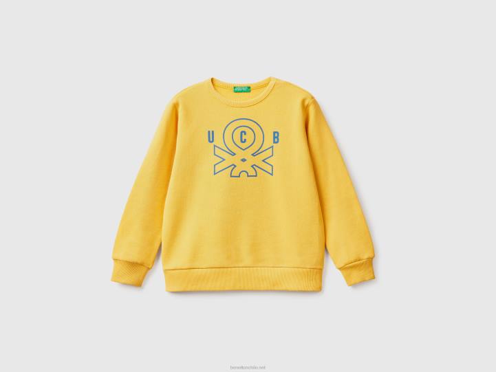 sudadera con logo estampado NHBF1814 amarillo niños Benetton