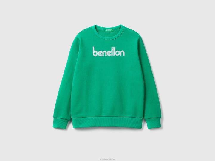 sudadera con logo estampado NHBF1851 verde niños Benetton