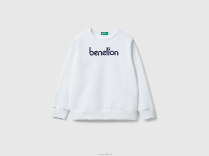 sudadera con logo estampado NHBF1856 blanco niños Benetton