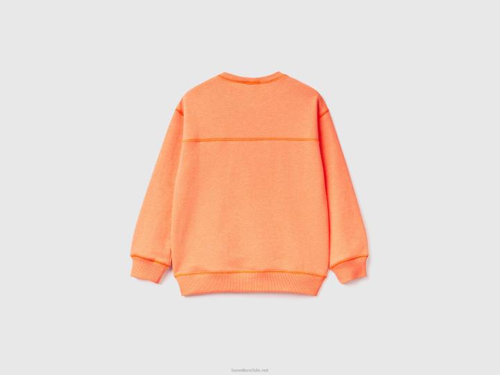 sudadera tipo jersey de tejido reciclado NHBF1818 naranja neón niños Benetton