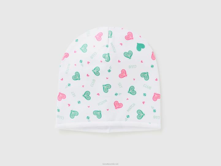 gorro de algodón elástico NHBF3061 blanco niños Benetton