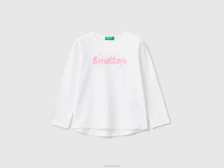 Camiseta 100% algodón con logo NHBF2898 blanco niños Benetton