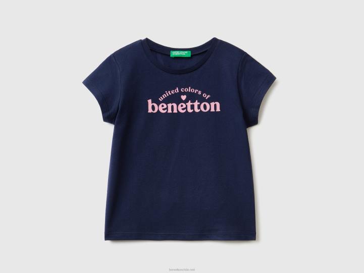 Camiseta 100% algodón con logo NHBF2900 azul oscuro niños Benetton