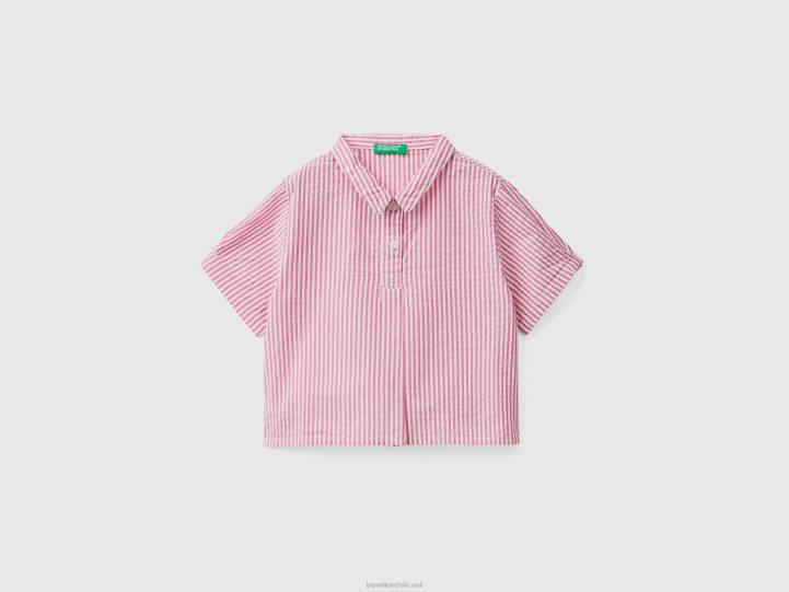 camisa ligera a rayas NHBF5595 rosa niños Benetton