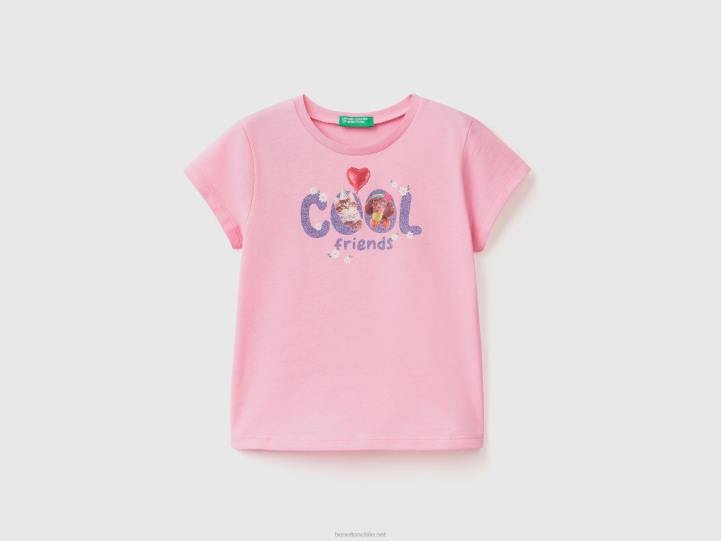 camiseta con estampado fotográfico NHBF5610 rosa niños Benetton