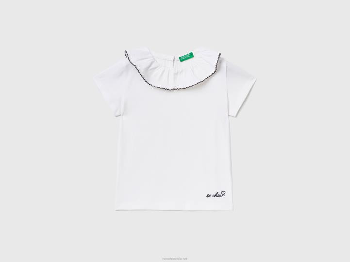camiseta con volante en el cuello NHBF5608 blanco niños Benetton