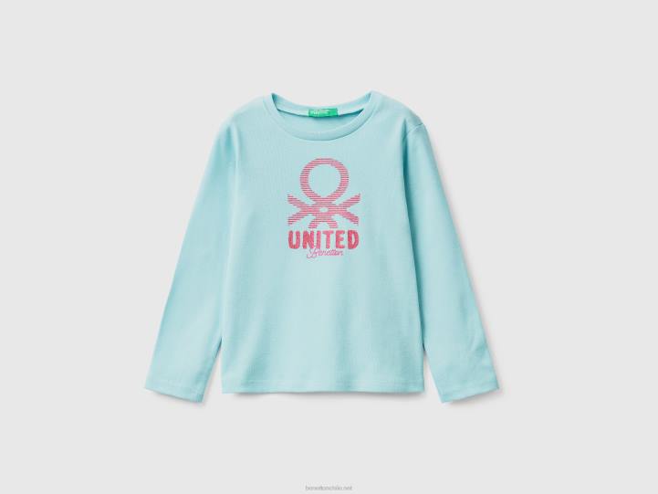 camiseta de manga larga con estampado de purpurina NHBF5580 agua niños Benetton