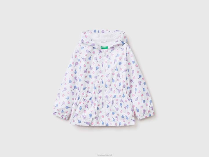 chamarra estampada "rain defender" NHBF2834 blanco niños Benetton