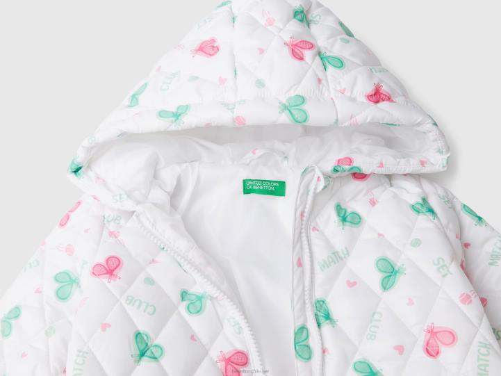 chaqueta estampada con capucha NHBF2827 blanco niños Benetton