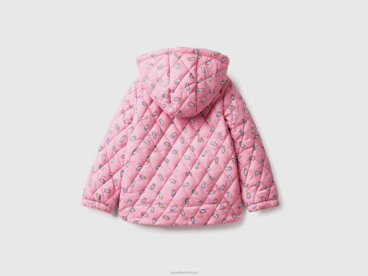 chaqueta estampada con capucha NHBF2833 rosa niños Benetton