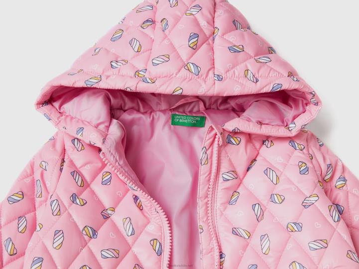 chaqueta estampada con capucha NHBF2833 rosa niños Benetton