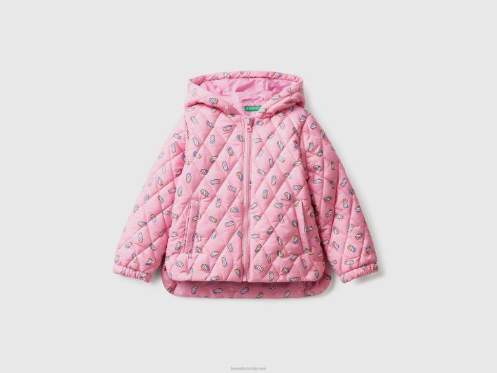 chaqueta estampada con capucha NHBF5532 rosa niños Benetton