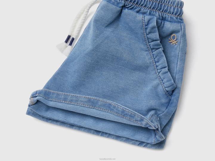 bermudas tipo sudadera con efecto vaquero NHBF2993 azul claro niños Benetton
