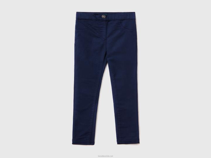 jeggings de mezcla de algodón elástico NHBF3028 azul oscuro niños Benetton