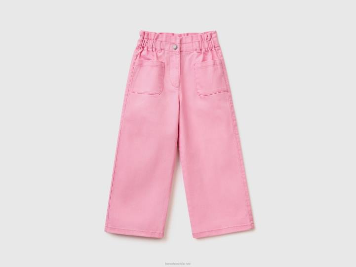 pantalones paper bag NHBF5700 rosa niños Benetton