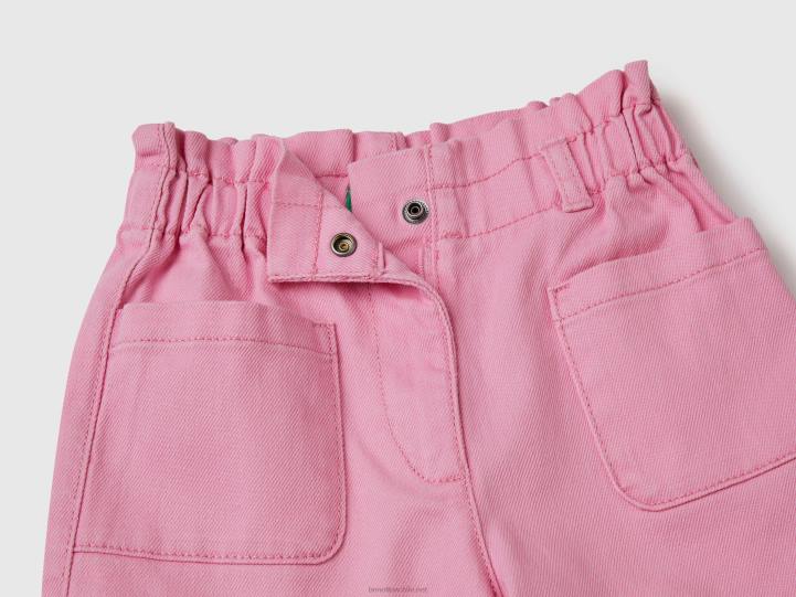 pantalones paper bag NHBF5700 rosa niños Benetton