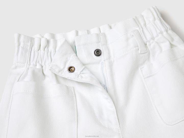 pantalones paper bag NHBF5706 blanco niños Benetton
