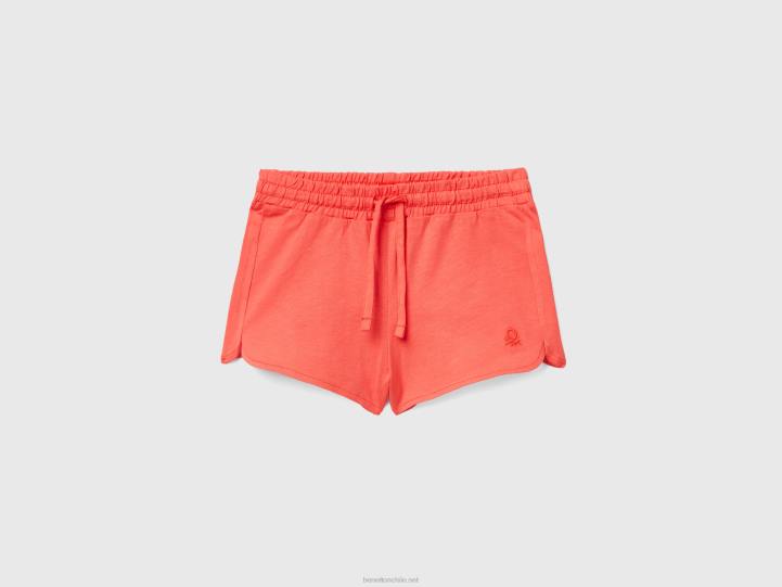 shorts con cordón en algodón orgánico NHBF3042 coral rojo niños Benetton