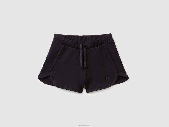 shorts de chándal en 100% algodón orgánico NHBF3024 negro niños Benetton