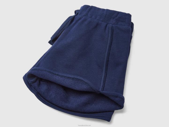 shorts de chándal en 100% algodón orgánico NHBF3025 azul oscuro niños Benetton
