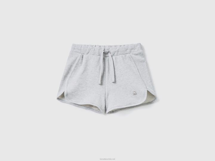 shorts de chándal en 100% algodón orgánico NHBF3033 gris claro niños Benetton